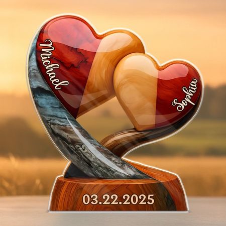 Our Love Forever - Personalized Custom Acrylic Heart Plaque - Custom Shape Gift for Couples, Anniversary, Husband & Wife